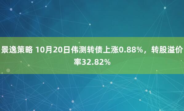 景逸策略 10月20日伟测转债上涨0.88%，转股溢价率32.82%